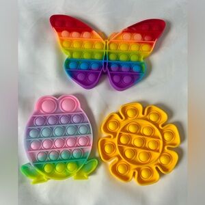 Fidget Popit Toys 3Piece Bundle Rainbow Multicolor Summer Toys